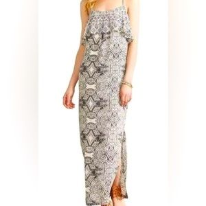 Anthropologie Vanessa Virginia Fliese Maxi Dress Black White Size 6